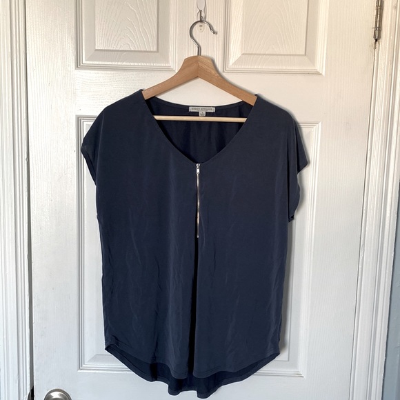 Blue casual top with decorative zip front - blue - L - Picture 1 of 6
